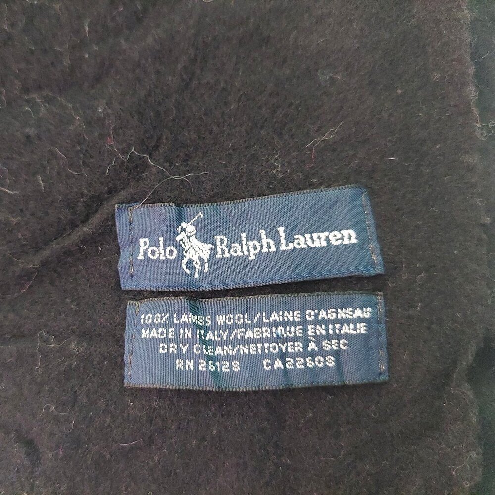 POLO Ralph Lauren Solid Black Scarf Embroidered Yellow Pony POLO Logo Scarves - Picture 6 of 6